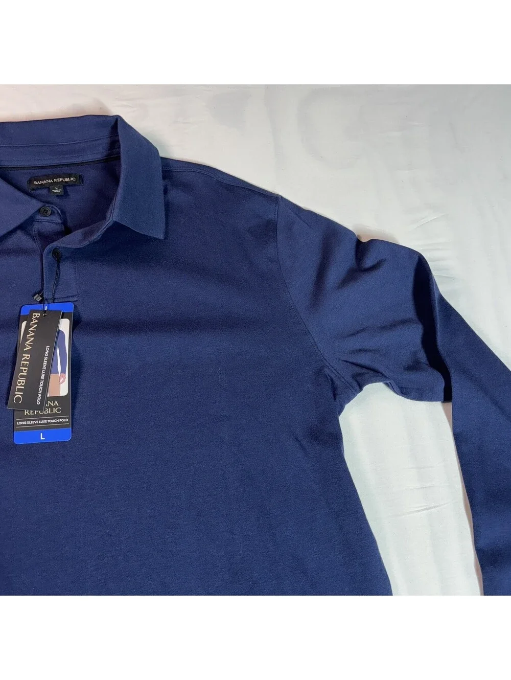 Banana Republic Long Sleeve Blue Luxe Touch Polo - Large- NWT